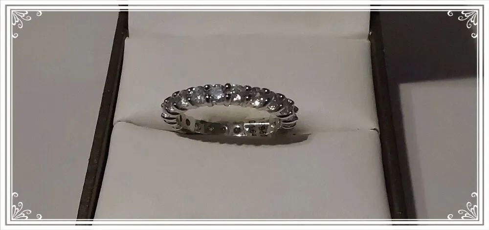 3 Ct. Round Cut Genuine Sim Diamond Eternity Band Ring Sz 8~Platinum over 925 SS
